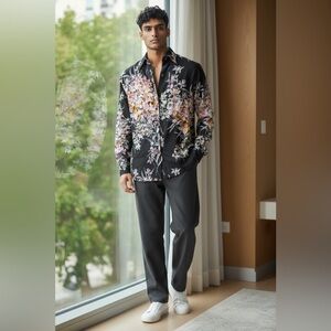 Robert Graham Midnight Garden Silk-Blend Floral Shirt - Luxury Statement Piece S